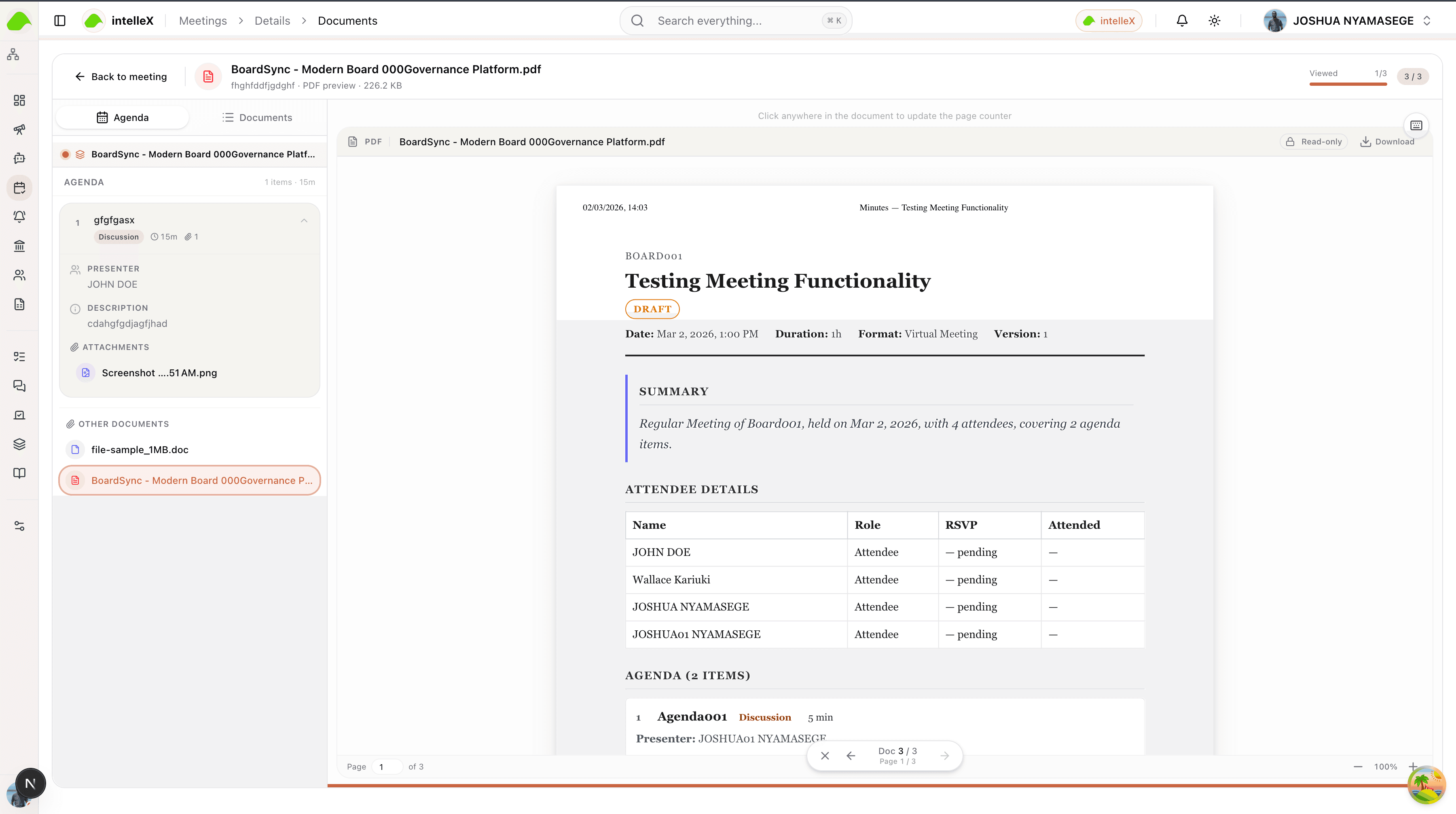 Board-pack viewer screenshot