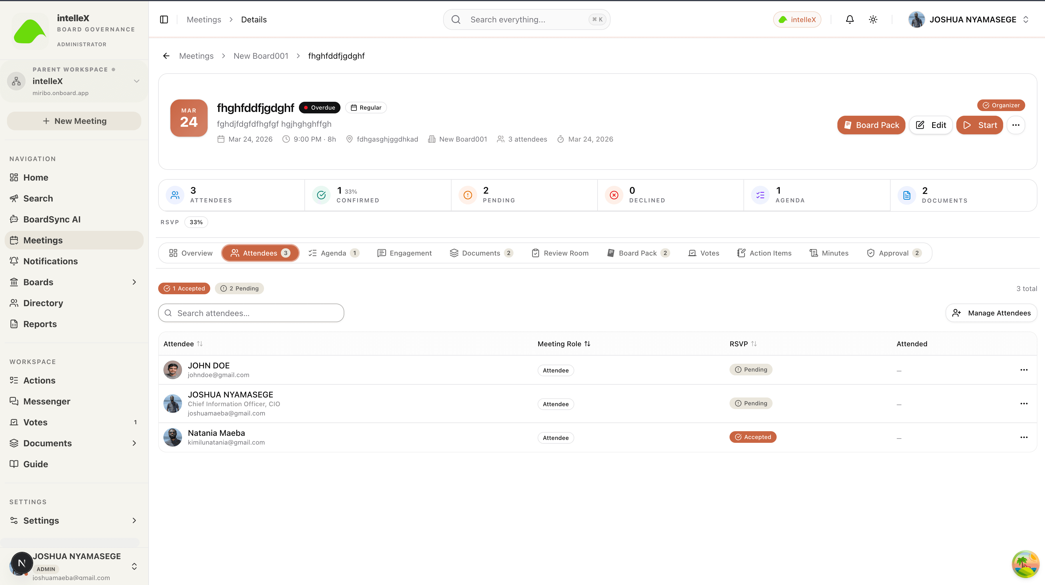 Attendee management screenshot