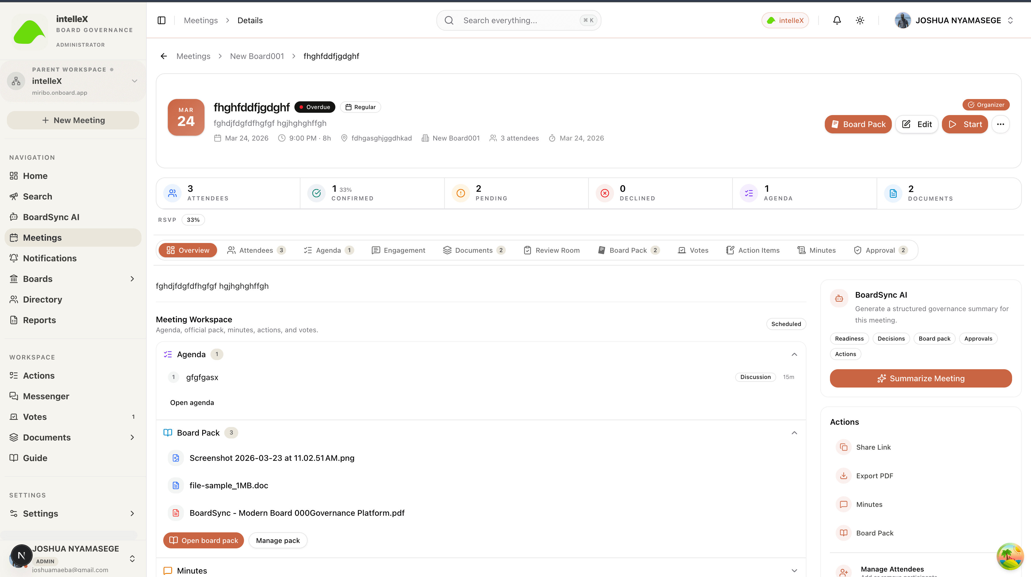 Meeting command view screenshot